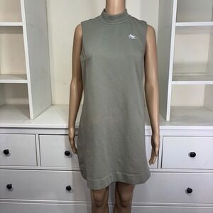 Nike Sleeveless Mock Neck Dress Olive Green Athletic Sporty Casual Women's